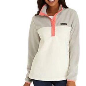 Columbia Half Snap Fleece Pullover , gray, white, salmon